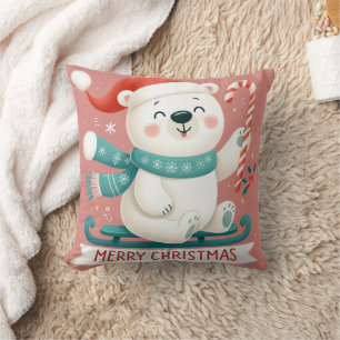 christmas polar bear pillow