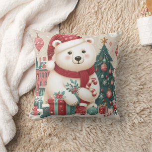 christmas polar bear pillow
