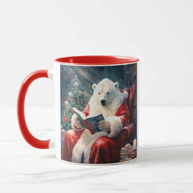 Christmas Polar Bear reading Mug (Left)