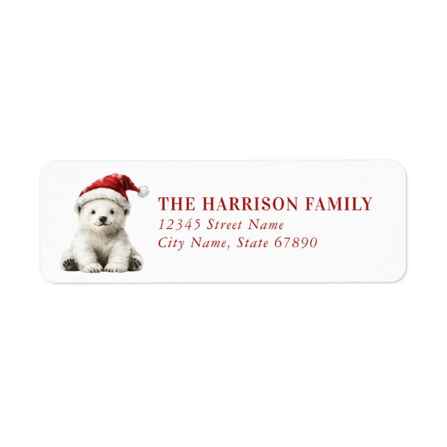 Christmas Polar Bear Return Address Labels (Front)