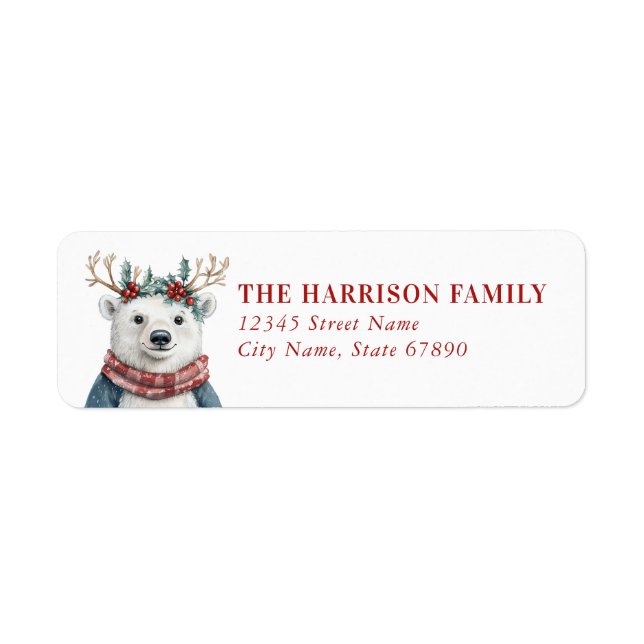 Christmas Polar Bear Return Address Labels (Front)