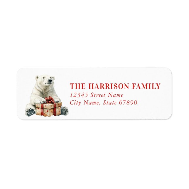 Christmas Polar Bear Return Address Labels (Front)