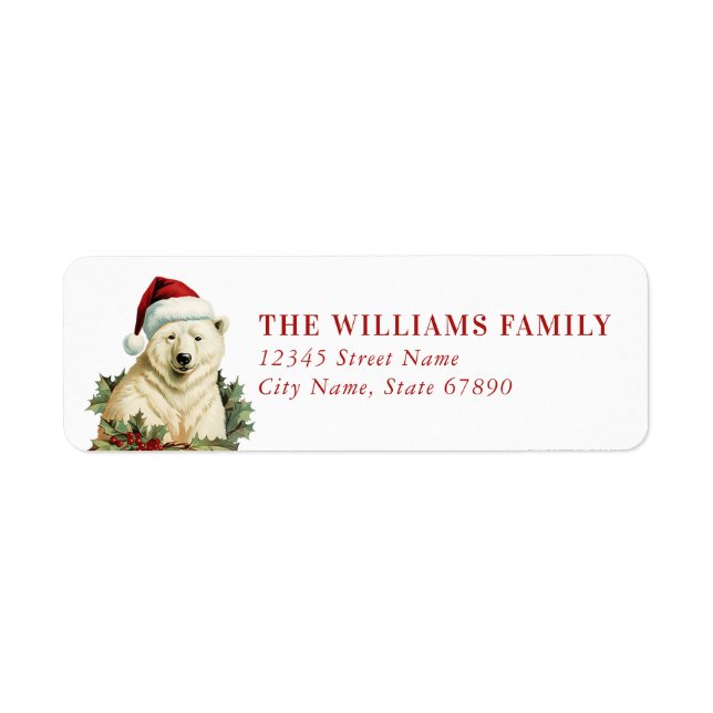 Christmas Polar Bear Return Address Labels (Front)