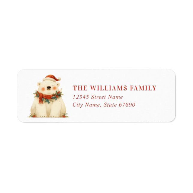 Christmas Polar Bear Return Address Labels (Front)