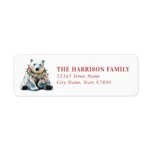 Christmas Polar Bear Return Address Labels