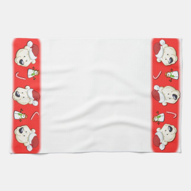Christmas Polar Bear Tea Towel (Horizontal)