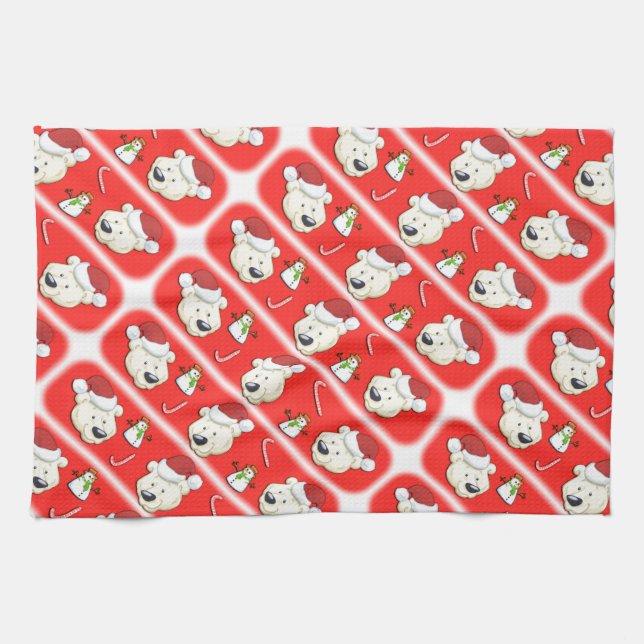 Christmas Polar Bear Tea Towel (Horizontal)