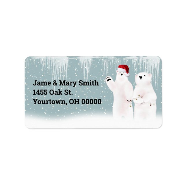 Christmas Polar Bears Label (Front)