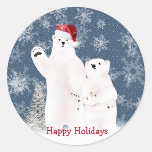 Christmas Polar Bears Square Sticker