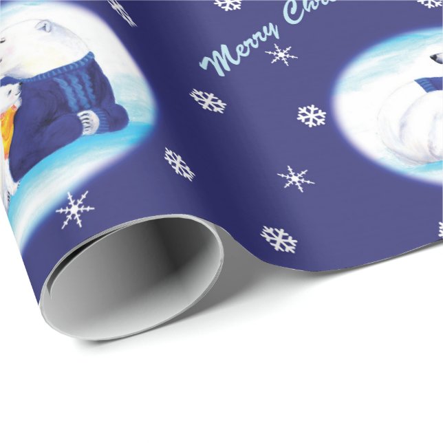 Christmas Polar Bears Wrapping Paper (Roll Corner)