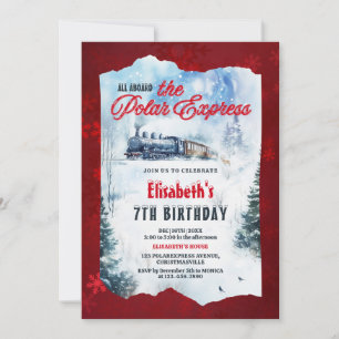  Christmas Polar Express Birthday Party Invitation