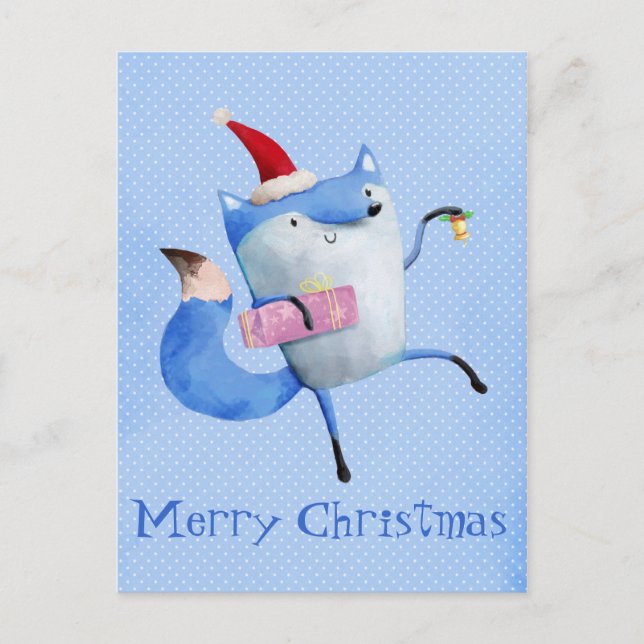 Christmas Polar Fox Holiday Postcard (Front)