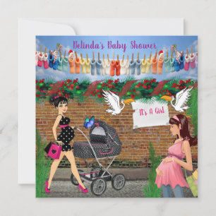 Christmas Polka-Dot Street Art Baby Shower Card