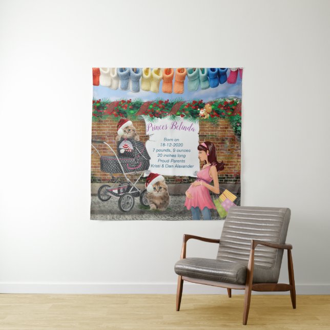 Christmas Polka-Dot Street Art Scene Tapestry (In Situ)