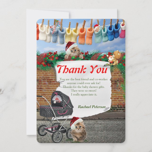 Christmas Polka-Dot Street Art Thank You Card (Front)