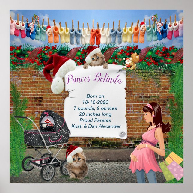 Christmas Polka-Dot Street scene Art Poster (Front)