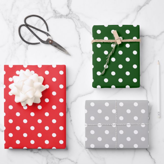 Christmas Polka Dot Wrapping Paper Sheet (Front)