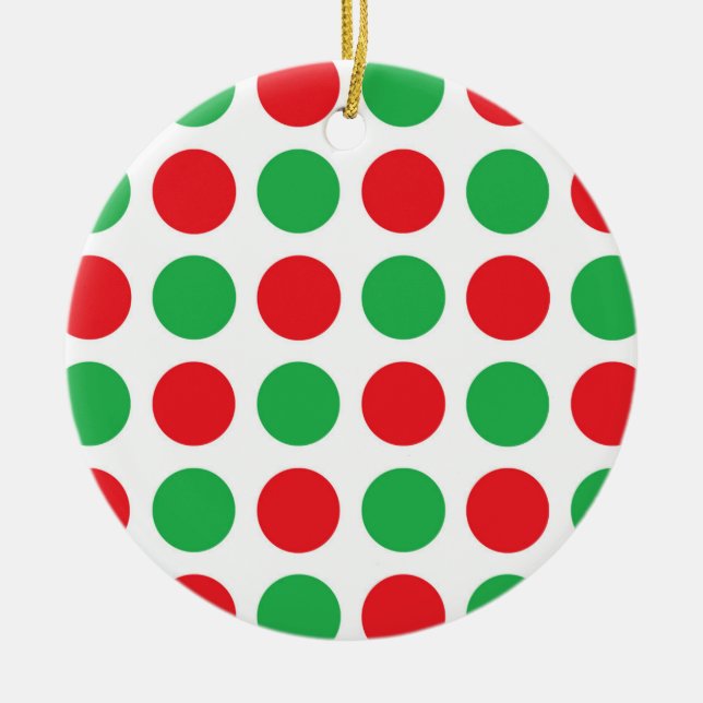 Christmas Polka Dots Ceramic Tree Decoration (Front)