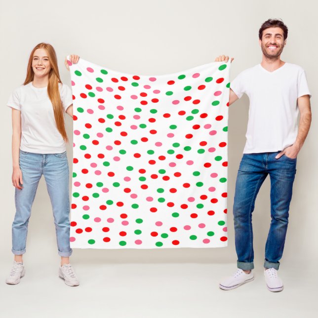 Christmas Polka Dots Fleece Blanket (In Situ)