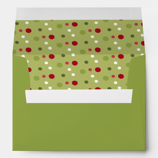 Christmas Polka Dots Green Envelope (Back (Bottom))