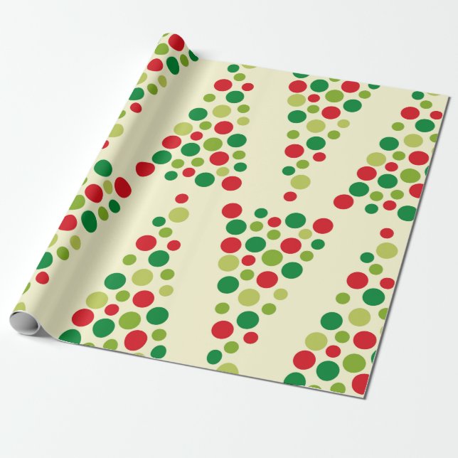 Christmas Polka Dots Tree Pattern Wrapping Paper (Unrolled)