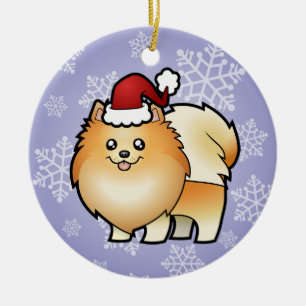 Christmas Pomeranian Ceramic Tree Decoration