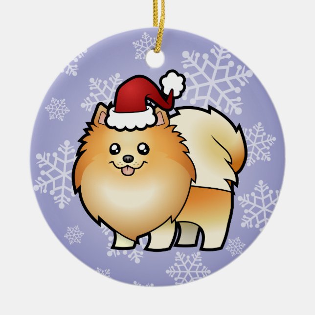 Christmas Pomeranian Ceramic Tree Decoration (Front)