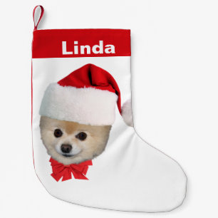 Christmas, Pomeranian Dog, Santa Hat, Name Small Christmas Stocking