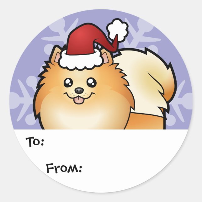 Christmas Pomeranian Gift Tags (Front)