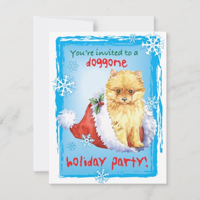 Christmas Pomeranian Holiday Invitation (Front)
