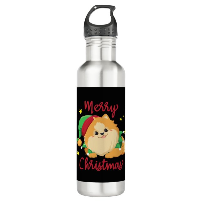 Christmas Pomeranian Merry Xmas Essential T-Shirt 710 Ml Water Bottle (Front)