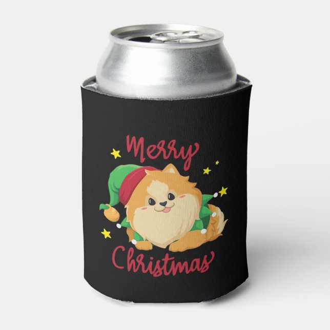Christmas Pomeranian Merry Xmas Essential T-Shirt Can Cooler (Can Front)