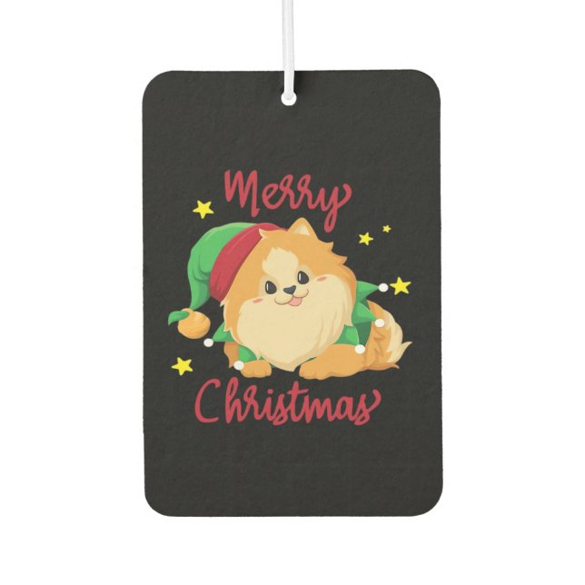 Christmas Pomeranian Merry Xmas Essential T-Shirt Car Air Freshener (Front)