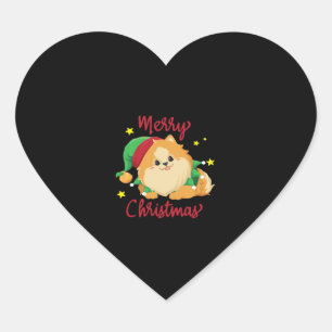 Christmas Pomeranian Merry Xmas Essential T-Shirt Heart Sticker