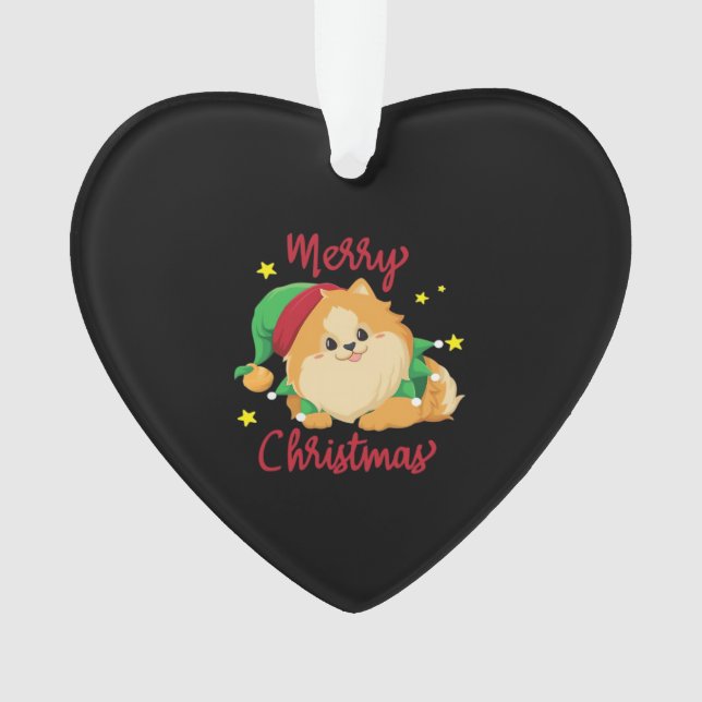 Christmas Pomeranian Merry Xmas Essential T-Shirt Ornament (Front)