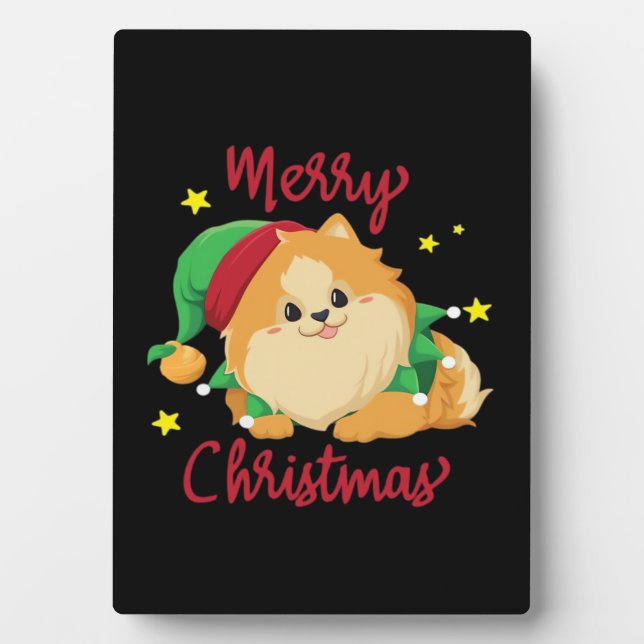 Christmas Pomeranian Merry Xmas Essential T-Shirt Plaque (Front)