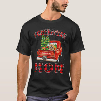 Christmas Pomeranian Mom Hat Santa Truck Tree Plai T-Shirt