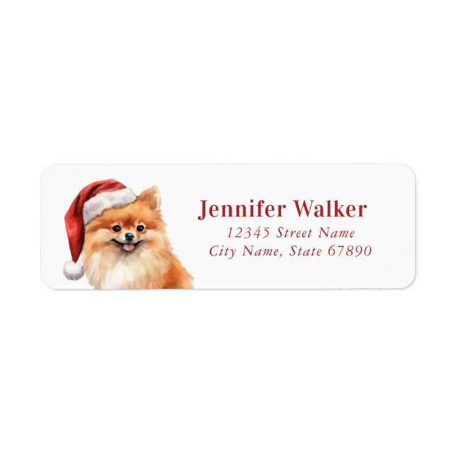 Christmas Pomeranian Return Address Labels (Front)