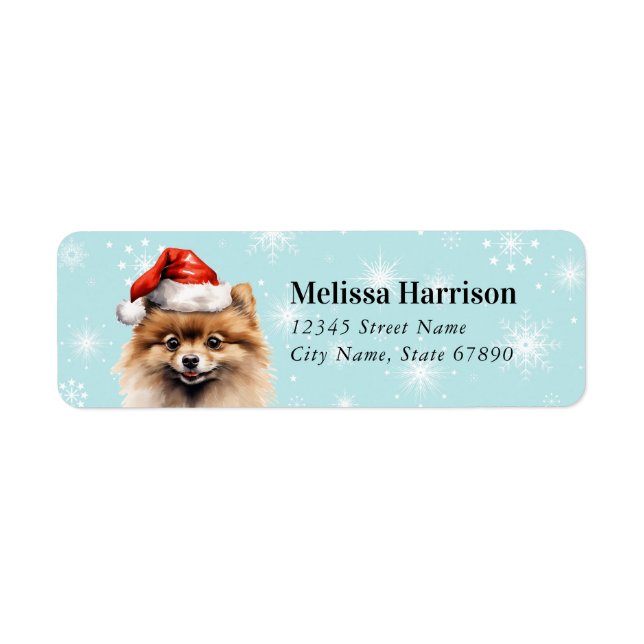 Christmas Pomeranian Return Address Labels (Front)