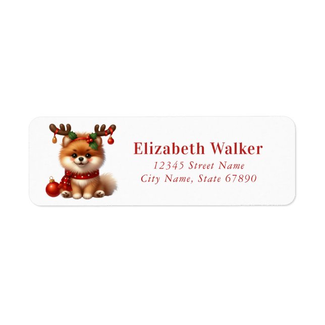 Christmas Pomeranian Return Address Labels (Front)