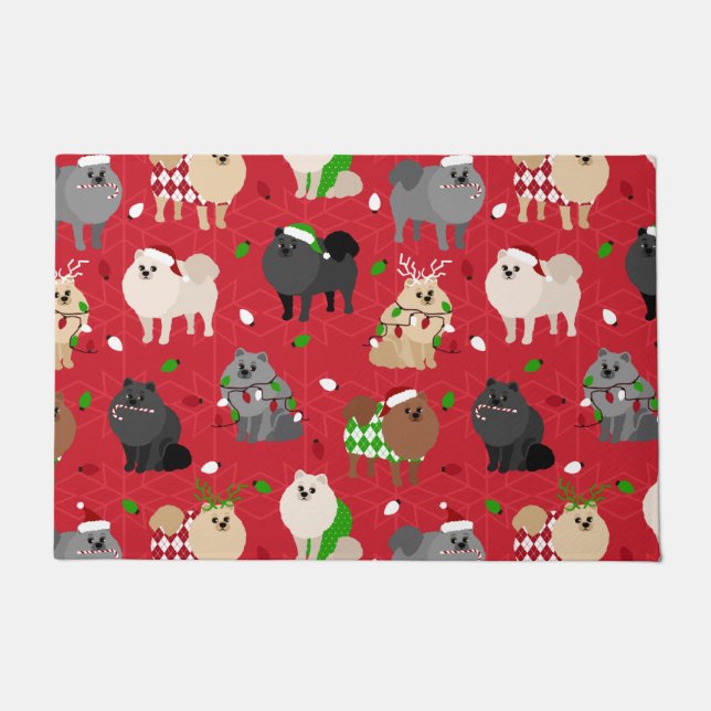 Christmas Pomeranians Doormat (Front)