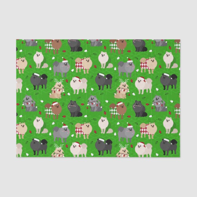 Christmas Pomeranians Tissue Paper (Front)