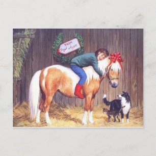 Christmas Pony Present Holiday Postcard