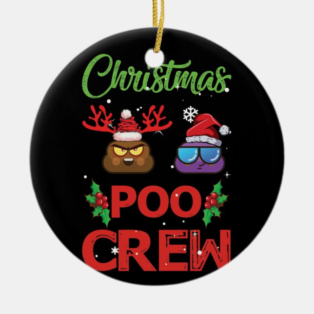Christmas Poo Crew Christmas Poop Emoji Ceramic Tree Decoration (Front)