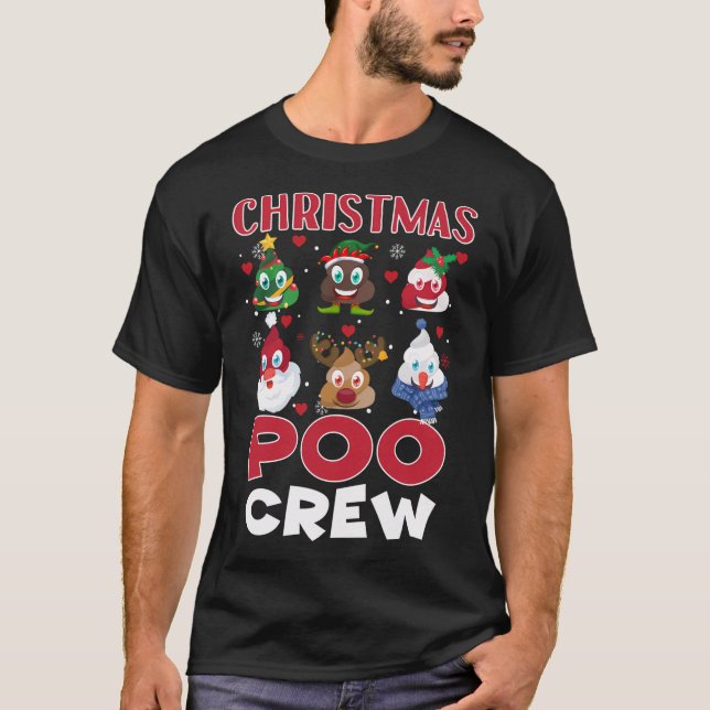 Christmas Poo Crew Funny Christmas Poop Emoticons T-Shirt (Front)