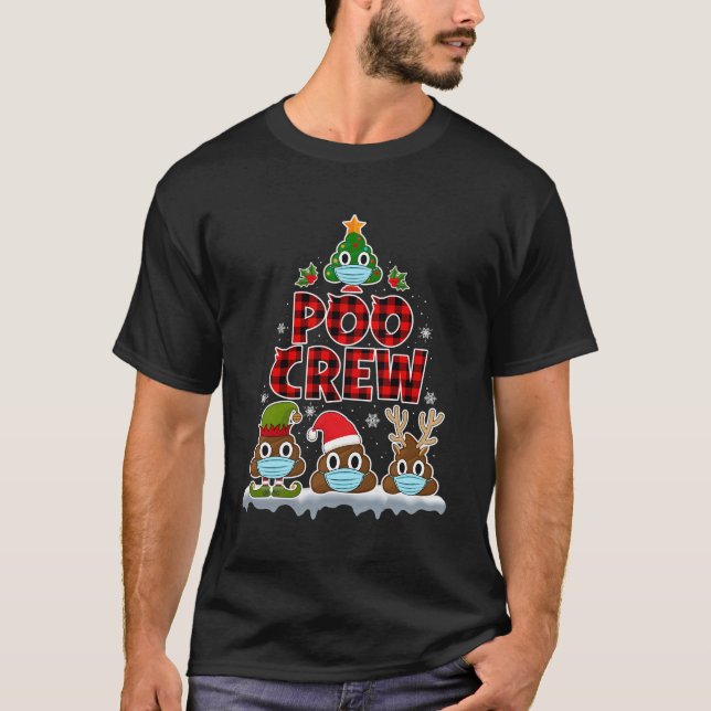 Christmas Poo Crew Shirt Face Mask Poop Emoji Red  (Front)