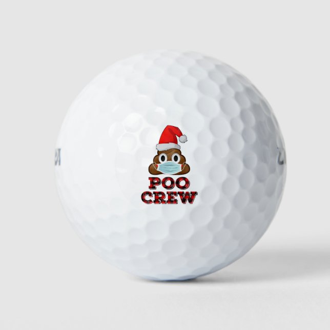 Christmas Poo Crew Shirt Face Mask Poop Emoji Red Golf Balls (Front)