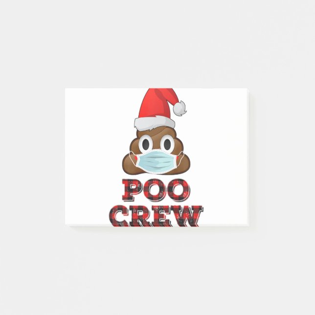 Christmas Poo Crew Shirt Face Mask Poop Emoji Red Post-it Notes (Front)