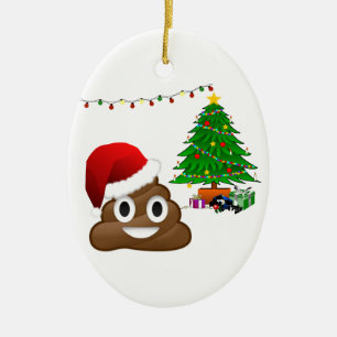 christmas poo emoji ceramic ornament