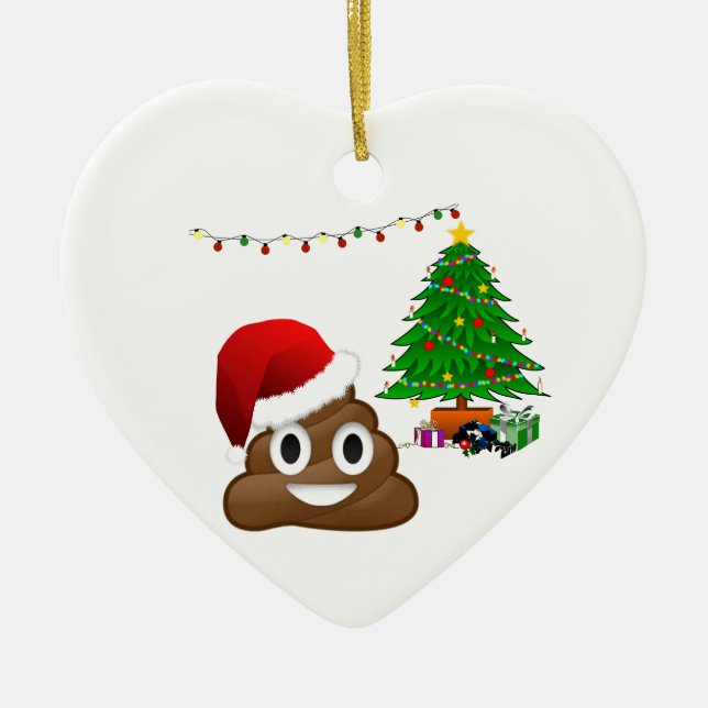christmas poo emoji ceramic tree decoration (Front)